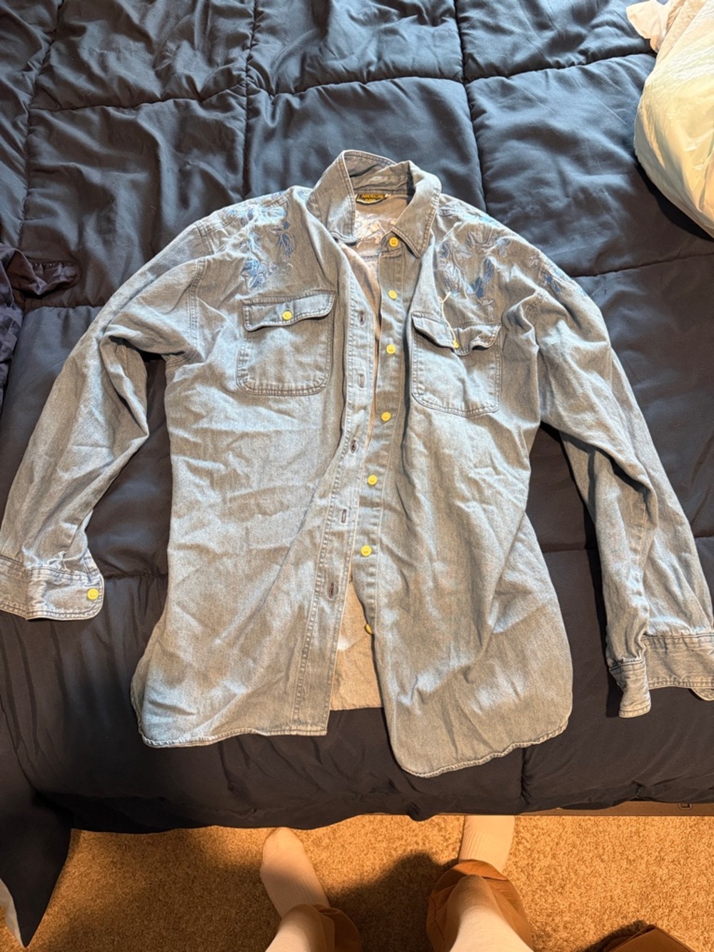 Light Blue Button-Up Denim Shirt